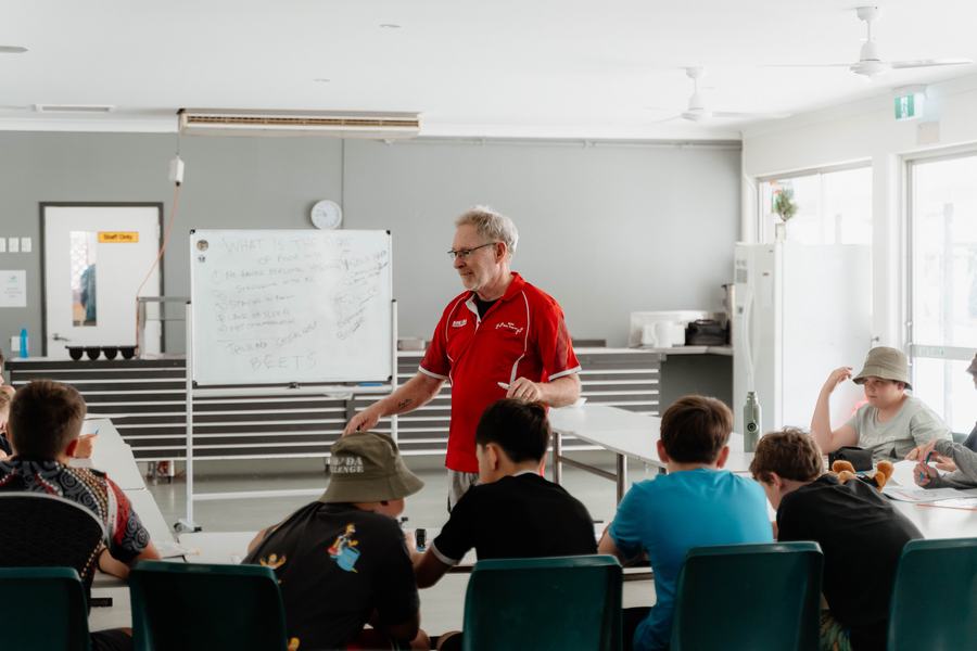 Dr Barry Oliver running a session at camp